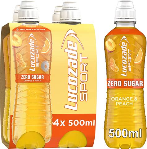 Lucozade Sport Zero Sugar - Orange & Peach 4x500ml | Sugar Free Sports ...