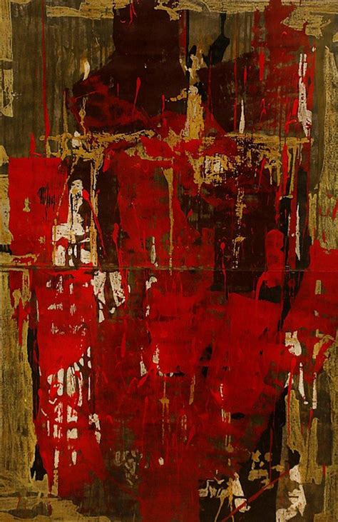 "Untitled": Red Mixed Media Painting by Kashinath Jadhav | ArtZolo.com