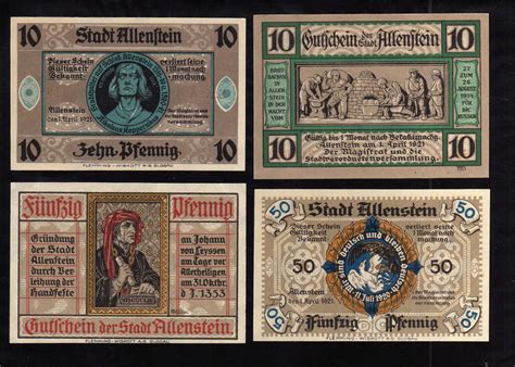 ALLENSTEIN - GERMANY NOTGELD - 2 x 10, 2 x 50 PFENNIG | eBay