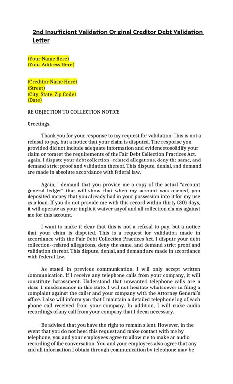 Free Printable Debt Validation Letter Templates [PDF, Word] Medical