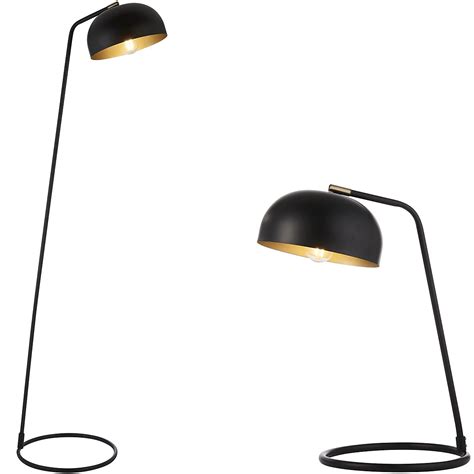Standing Floor & Table Lamp Set - Industrial Style Matt Black Antique ...