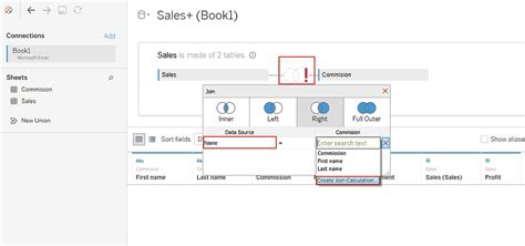 Tableau Create Join 的图像结果