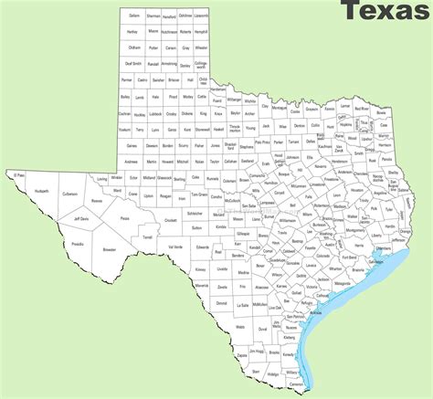 Texas County Map - Guide of the World