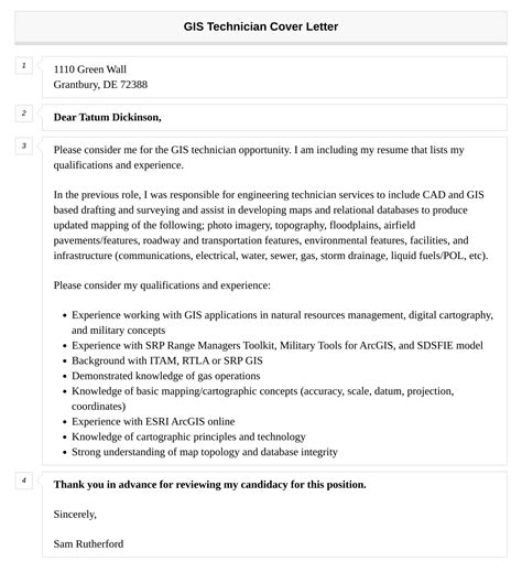 GIS Technician Cover Letter | Velvet Jobs