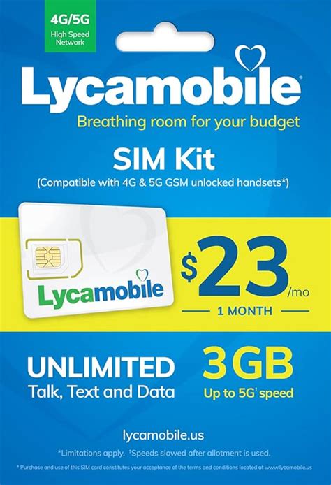 Lycamobile Preloaded Sim Card with $23 Plan Service Plan with Unlimited ...