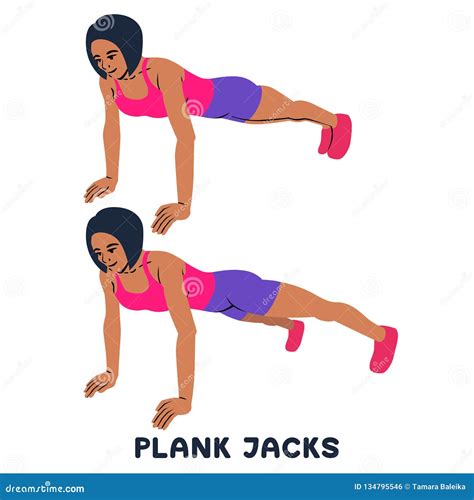 PLank Jacks. Plank. Planking. Sport Exersice. Silhouettes of Woman ...