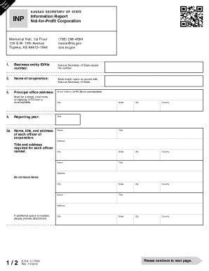 Fillable Online sos ks AN INFORMATION REPORT Fax Email Print - pdfFiller
