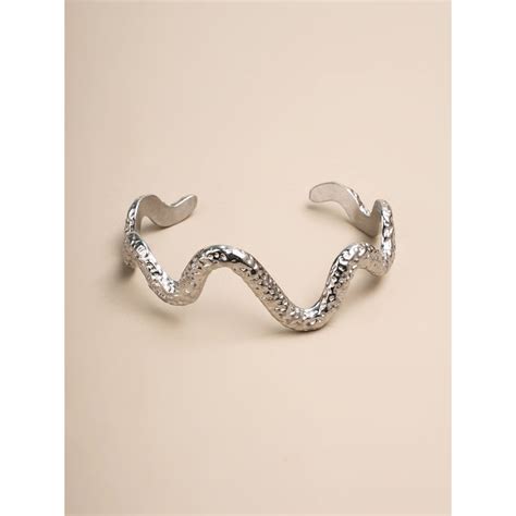Buy Palmonas Wavy Textured Silver Cuff for Womens Waterproof and Anti ...