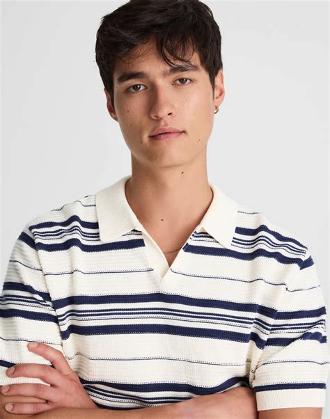 Striped Johnny-Collar Sweater Polo | Madewell