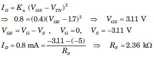 In the circuit of fig. the transistor parameters are VTN= 1.7 V and Kn ...