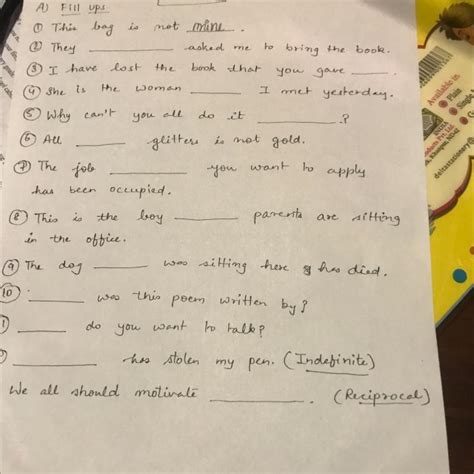 Fill these blanks with pronouns - Brainly.in