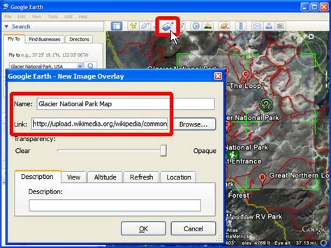 Google Earth के डेस्कटॉप वर्शन में ऊपर से लगाने के लिए इमेज बनाना ...