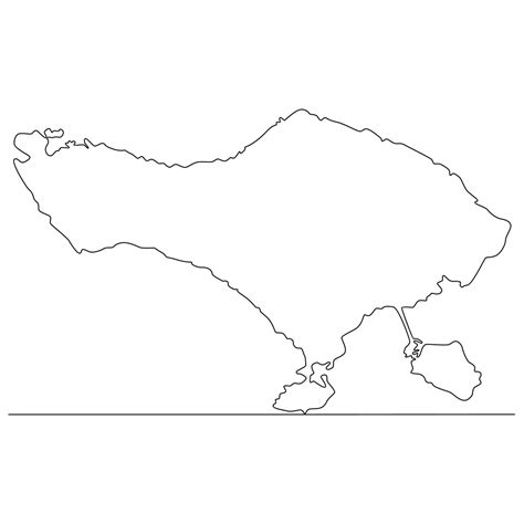 Continuous line drawing of map Bali Island Indonesia vector line art illustration 14398332 ...