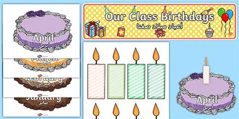 Editable Birthday Display Set Cakes Arabic Translation