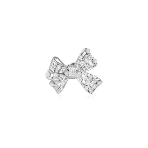 Catseye Stone Bow Cocktail Ring - 925 Silver – White Velvet