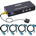 RUHZA VGA KVM Switch 4 Port, USB VGA KVM Switcher for 4 Computers Share ...