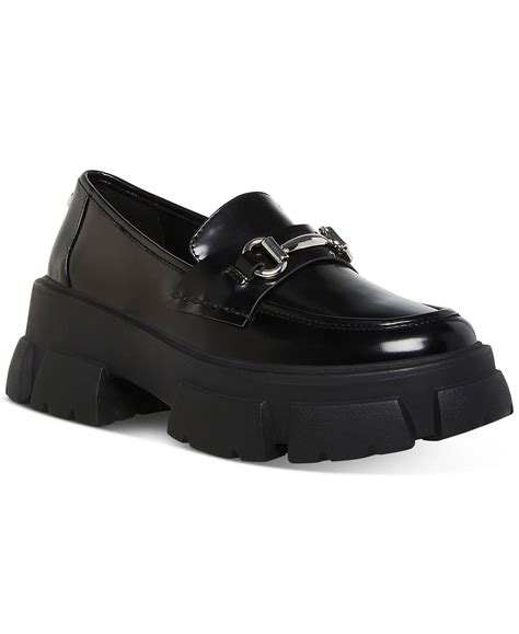 Steve Madden Women’s Black Trifecta Lug-Sole Platform Loafers ...