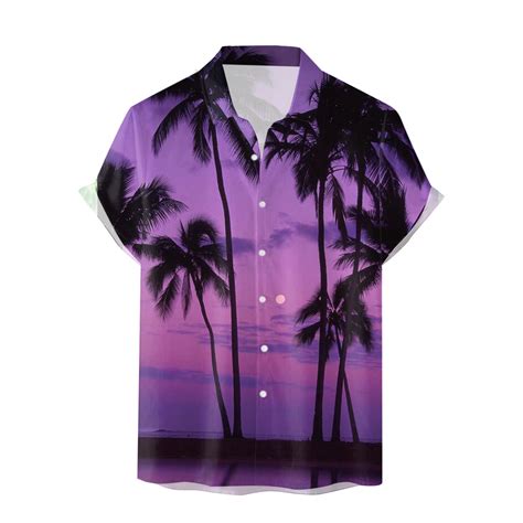 GHSOHS Mens Shirts Purple Shirts for Men Leaf Tropical 3D Print ...