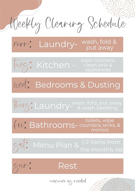 Easy And Realistic Weekly Cleaning Schedule With Awesome Printable — The Simply Distressed