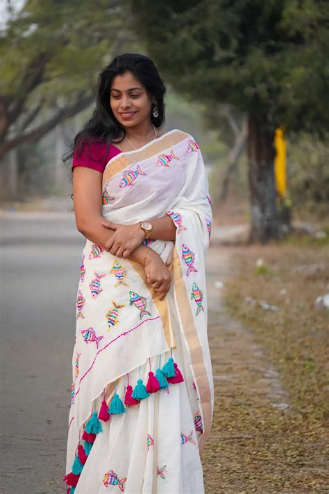Mul Cotton with Fish Design Lambani Work Hand Embroidery | FallForFabrics