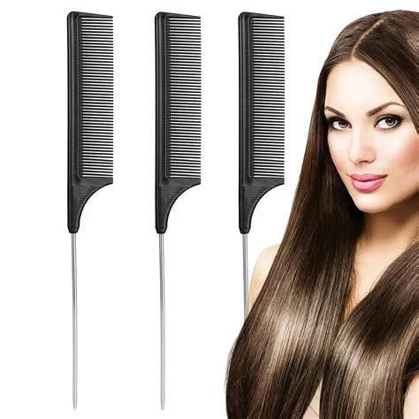 3PCS Black Rat Tail Comb Anti Static Hairdressing Comb Heat Resistant ...