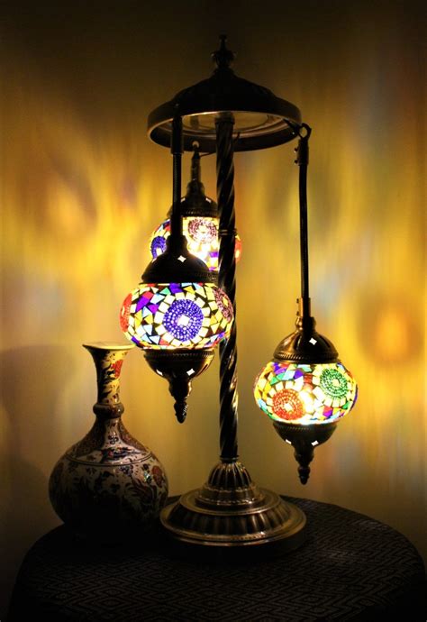 Turkish Mosaic Floor Lamp 3 Globe Sun Beam - Nirvana Eastern Imports