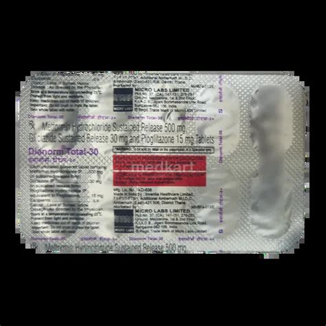 DIANORM TOTAL 30MG TABLET 10'S : View Price, Combination and ...