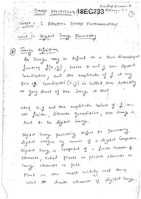 Module 1 Digital Image fundamentals Lecture Notes - Sandeep Kumar. K ...