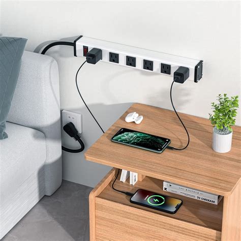 Buy BERIGTTA Angled Flat Plug Metal Power Strip 6 Outlet, Wall Mount ...