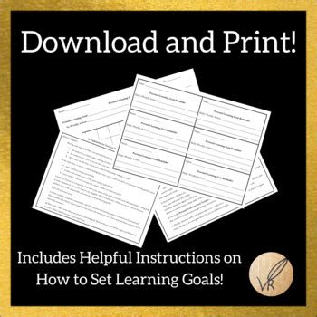 Personal Learning Goal by Vivid Quill Resources | TPT