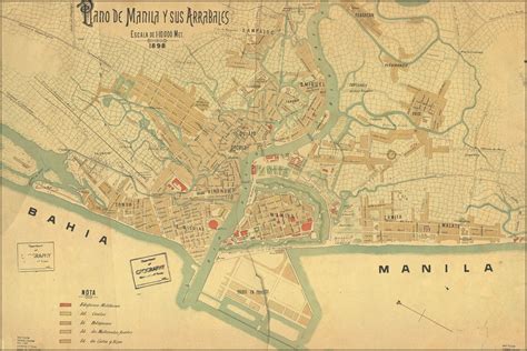 24"x36" Gallery Poster, Map of Manila and its suburbs, in Spanish ...