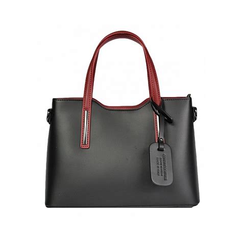 Дамска чанта Delis GT903, Естествена кожа, Черно-червен - eMAG.bg