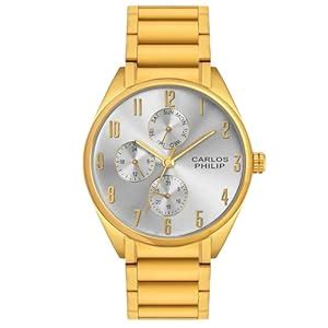 Buy Carlos Philip Men's Analog Watch | Gold Stainless Steel Strap ...