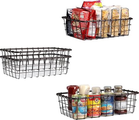 Amazon.com: TimberAura 4 Pack Large Wire Baskets, 15" x 9" Metal Wire ...