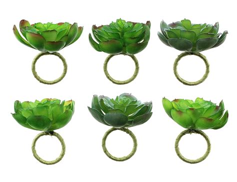 Buy The Bridge Collection Faux Succulent Napkin Rings, Set of 6 Online ...