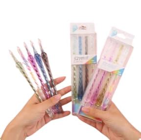 Stationery Set : Metallic Shining Outline Creative Pens & Crystal Love ...