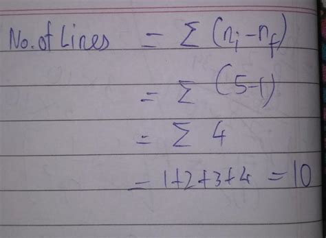 Total number of spectral lines in UV region, duringtransition from 5th ...