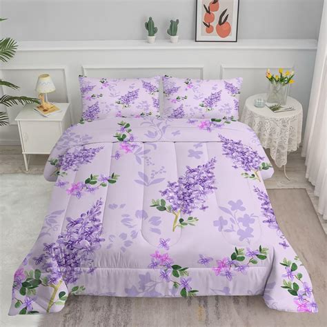 Amazon.com: FUYEUN Purple Floral Comforter Sets Queen Size Farmhouse ...