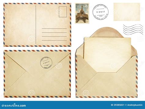 Old Postcard, Mail Envelope, Open Letter, Stamp Collection Stock Photo ...
