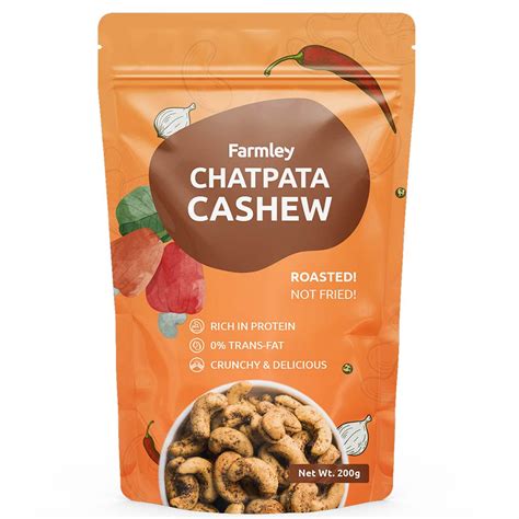 Farmley Premium Chatpata Flavoured Roasted Dry Nut Cashew Snacks 200 gm ...
