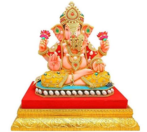 Buy PAPILON Gold Plated Stone Work Lord Dagadu Seth Ganesha 11 Inch for ...