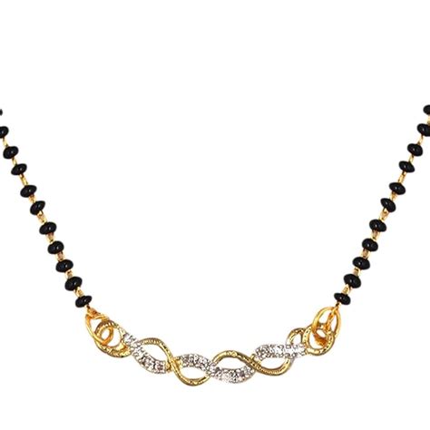 Buy AanyaCentric Gold-Plated AD Mangalsutra 18 Inch Black Beads Chain ...