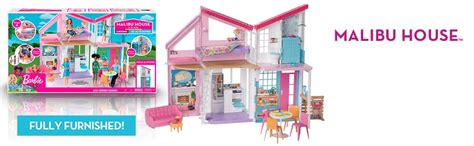 Barbie Malibu House 2-Story, 6-Room Dollhouse with Transformation ...