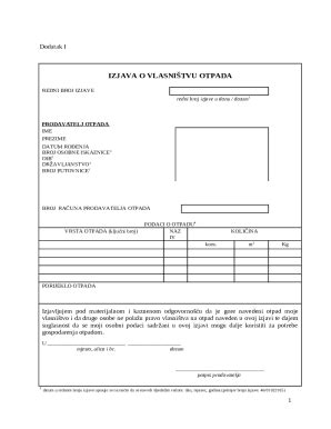 IZJAVA O VLASNI Doc Template | pdfFiller
