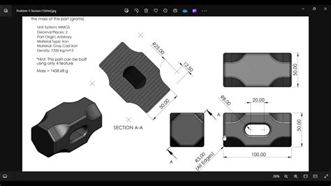 Image result for SolidWorks CSWA Practice Problem 5 9