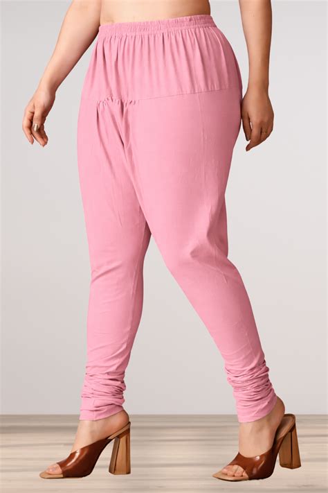Buy Plus Size Baby Pink Rayon Churidar Pants | Apella - The XS to 10XL ...