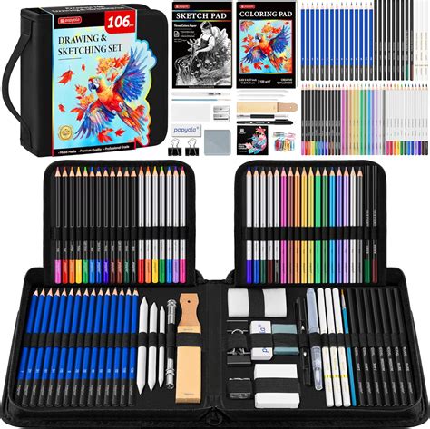 Amazon.com: 106 Pack Drawing Set Sketching Kit, Pro Art Supplies with 3 ...