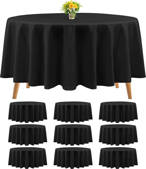 Amazon.com: Teruntrue 10 Packs Premium Black Round Tablecloth 90 Inch ...