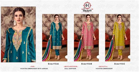 HESSA 113 Pure Chinon Embroidery Pakistani Dresses | Wholesale Price ...