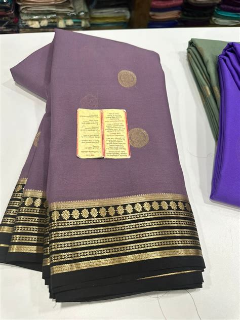 Pure Mysore Crepe Silk Coin Butta Work Saree – www.vannamayil.com